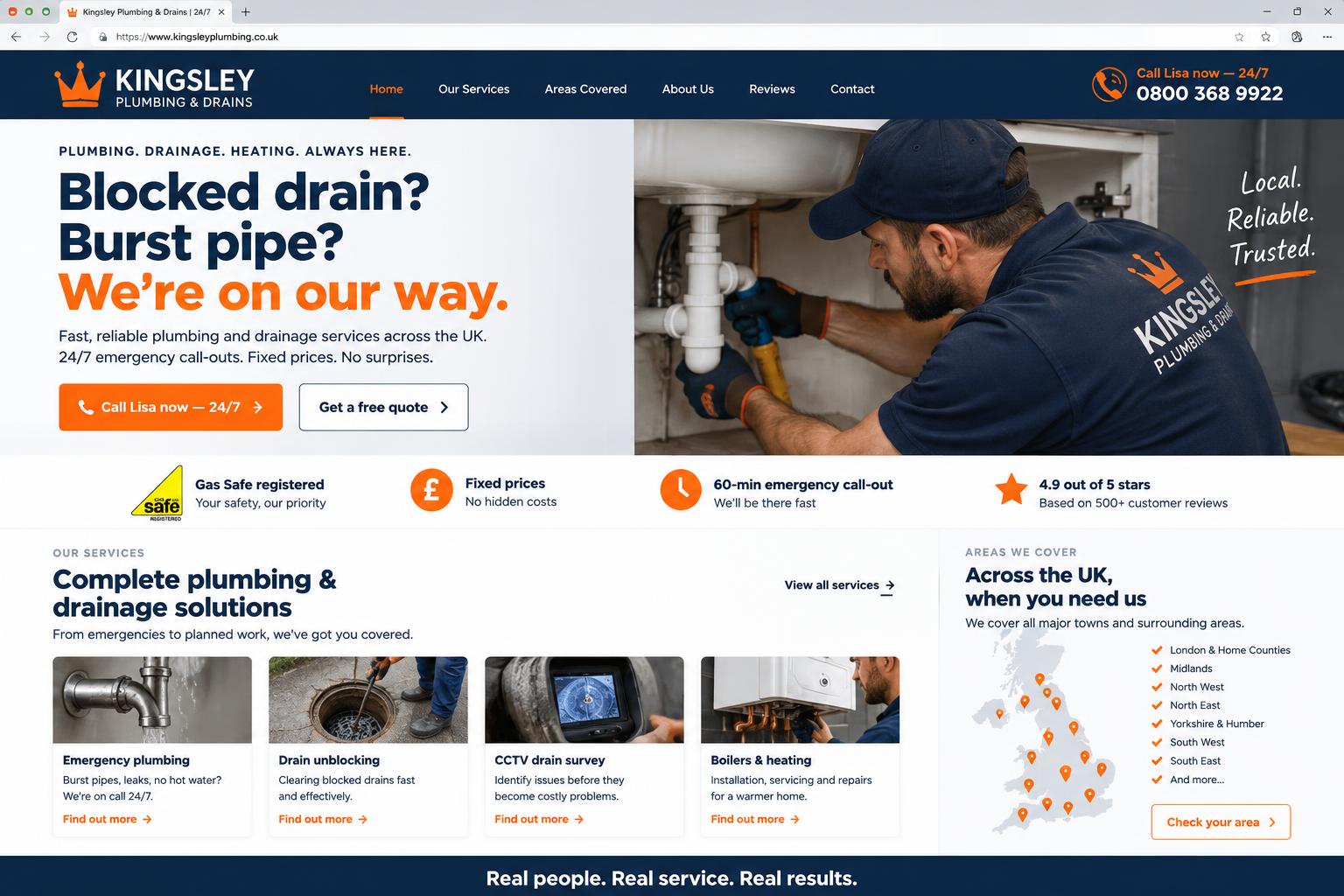 Example plumbing and drainage company website